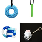 2 Chew Necklaces + 2 Fidget Toys Bundle (choose your colors) Blue Green Blue white deep blue