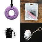 2 Chew Necklaces + 2 Fidget Toys Bundle (choose your colors) Purple Pink Black and white