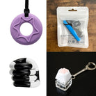 2 Chew Necklaces + 2 Fidget Toys Bundle (choose your colors) Purple Blue Black and white