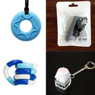 2 Chew Necklaces + 2 Fidget Toys Bundle (choose your colors) Blue Grey Blue white deep blue