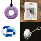 2 Chew Necklaces + 2 Fidget Toys Bundle (choose your colors) Purple Light Purple Blue white deep blue