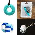2 Chew Necklaces + 2 Fidget Toys Bundle (choose your colors) Aquamarine Turquoise Blue white deep blue