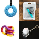 2 Chew Necklaces + 2 Fidget Toys Bundle (choose your colors) Blue Turquoise Purple red yellow