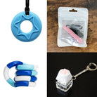 2 Chew Necklaces + 2 Fidget Toys Bundle (choose your colors) Blue Pink Blue white deep blue