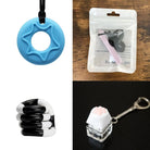 2 Chew Necklaces + 2 Fidget Toys Bundle (choose your colors) Blue Light Purple Black and white