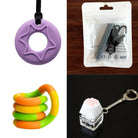 2 Chew Necklaces + 2 Fidget Toys Bundle (choose your colors) Purple Grey Green yellow orange