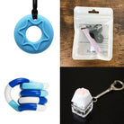 2 Chew Necklaces + 2 Fidget Toys Bundle (choose your colors) Blue Light Purple Blue white deep blue