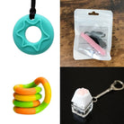 2 Chew Necklaces + 2 Fidget Toys Bundle (choose your colors) Aquamarine Pink Green yellow orange