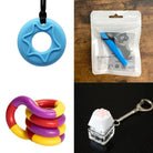 2 Chew Necklaces + 2 Fidget Toys Bundle (choose your colors) Blue Blue Purple red yellow
