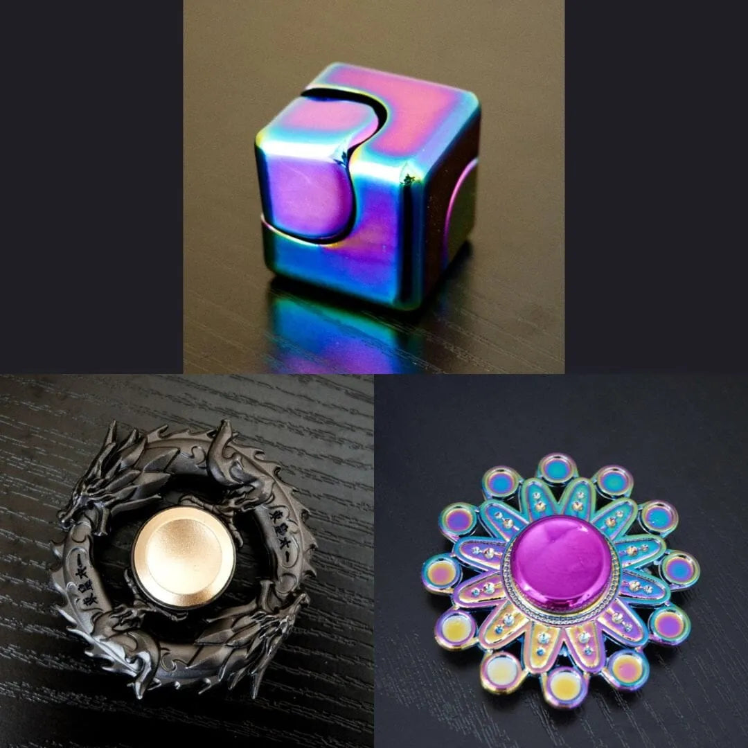 3 Beloved Fidget Spinners Bundle Rainbow Black Mandala