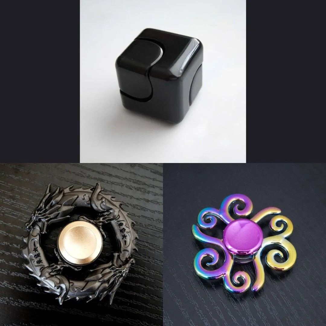 3 Beloved Fidget Spinners Bundle Black Black Swirl