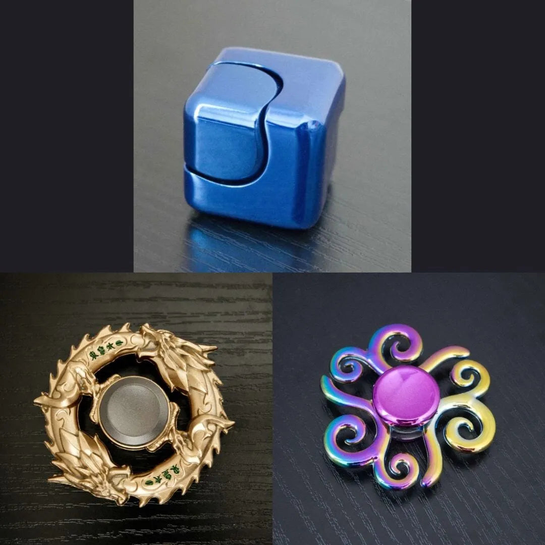 3 Beloved Fidget Spinners Bundle Blue Gold Swirl
