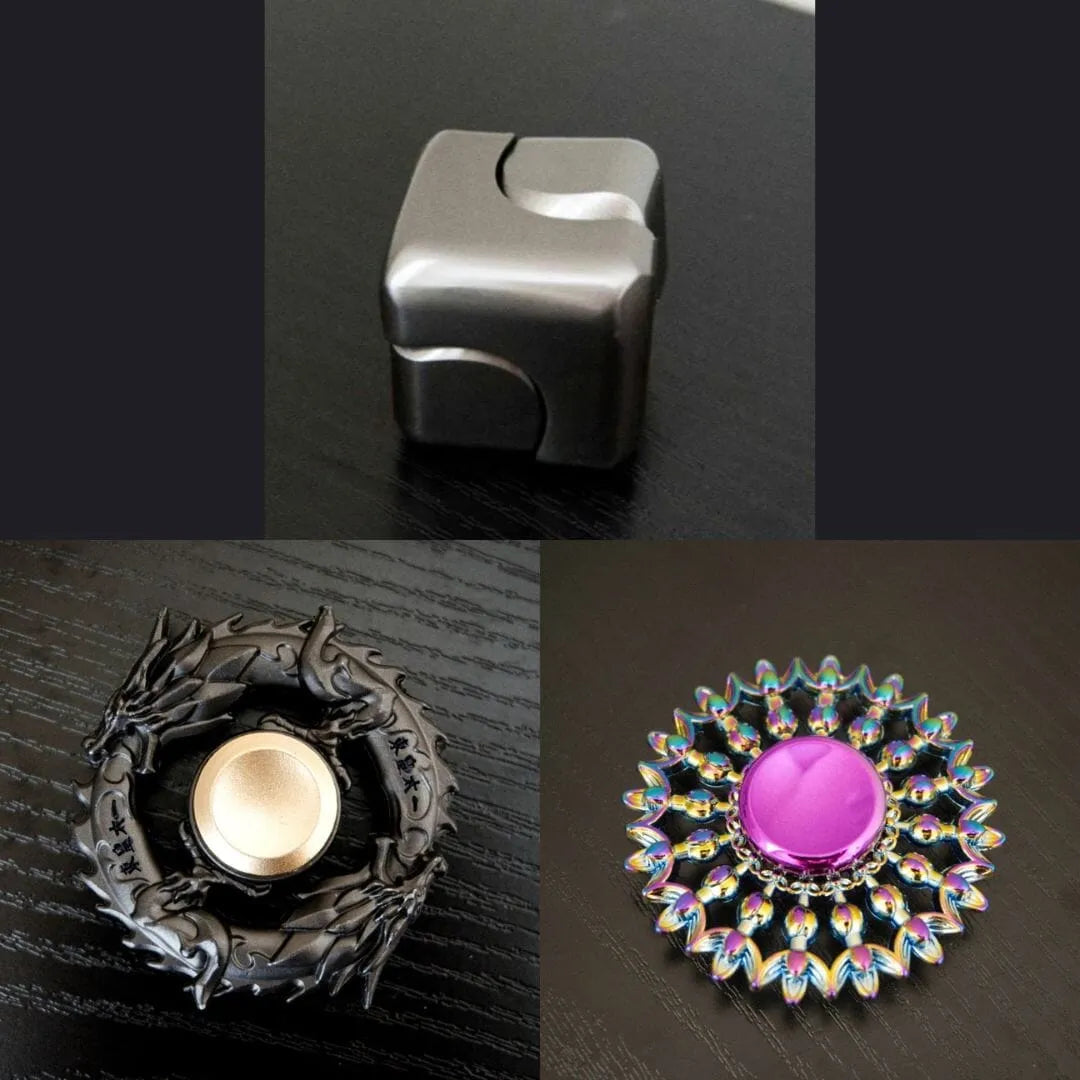 3 Beloved Fidget Spinners Bundle Silver Black Flower Mandala