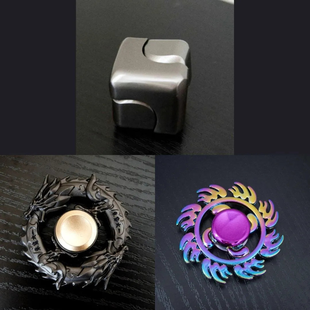 3 Beloved Fidget Spinners Bundle Silver Black Fire