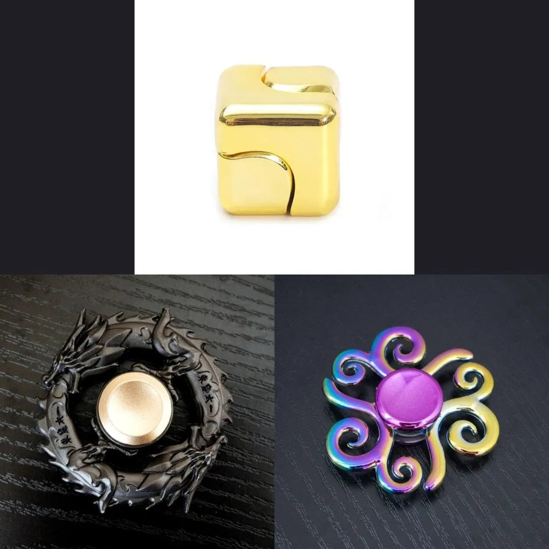 3 Beloved Fidget Spinners Bundle Gold Black Swirl