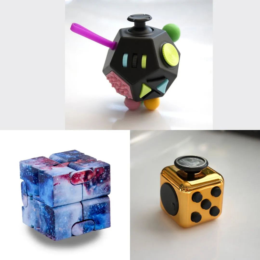 3 Fidgeting Cubes Bundle Galaxy Copper Multi Colored