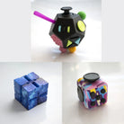 3 Fidgeting Cubes Bundle Blue Galaxy 80’s Retro Multi Colored