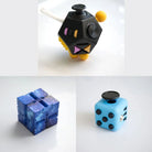 3 Fidgeting Cubes Bundle Blue Galaxy Sky Blue Black & Yellow Multi Color
