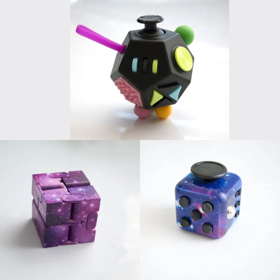 3 Fidgeting Cubes Bundle Purple Galaxy Galaxy Multi Colored