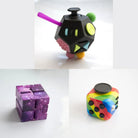 3 Fidgeting Cubes Bundle Purple Galaxy Rainbow Multi Colored
