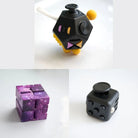 3 Fidgeting Cubes Bundle Purple Galaxy All Black Black & Yellow Multi Color