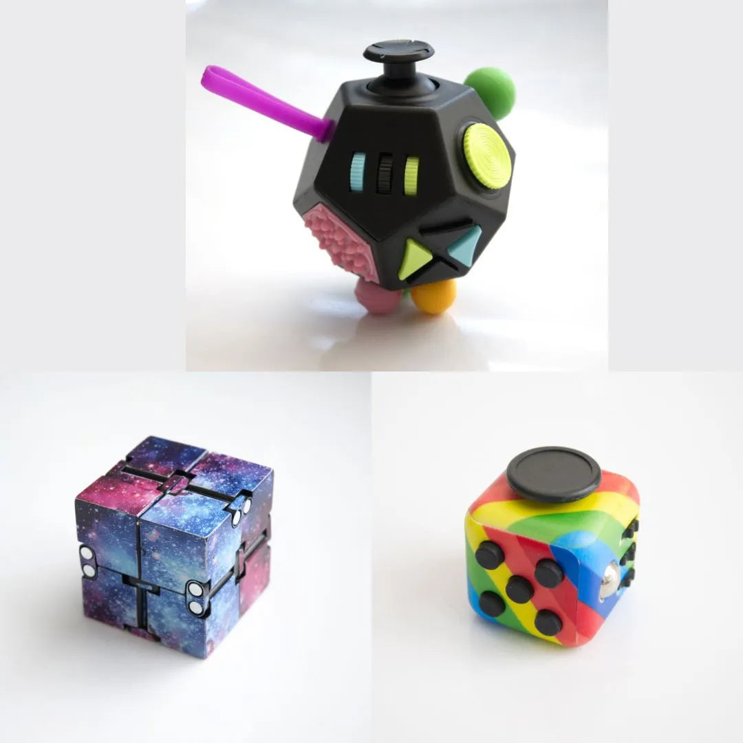 3 Fidgeting Cubes Bundle Galaxy (Weighted) Rainbow Multi Colored