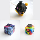 3 Fidgeting Cubes Bundle Galaxy (Weighted) Rainbow Black & Yellow Multi Color