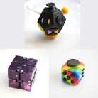3 Fidgeting Cubes Bundle Purple (Weighted) Rainbow Black & Yellow Multi Color
