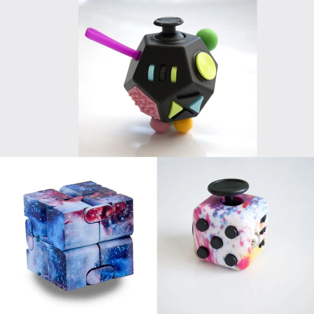 3 Fidgeting Cubes Bundle Galaxy Paint Splatter Multi Colored