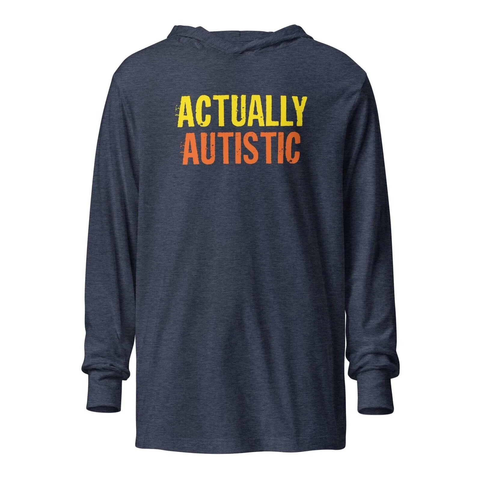Actually Autistic Unisex Hooded long-sleeve tee Heather Navy XS