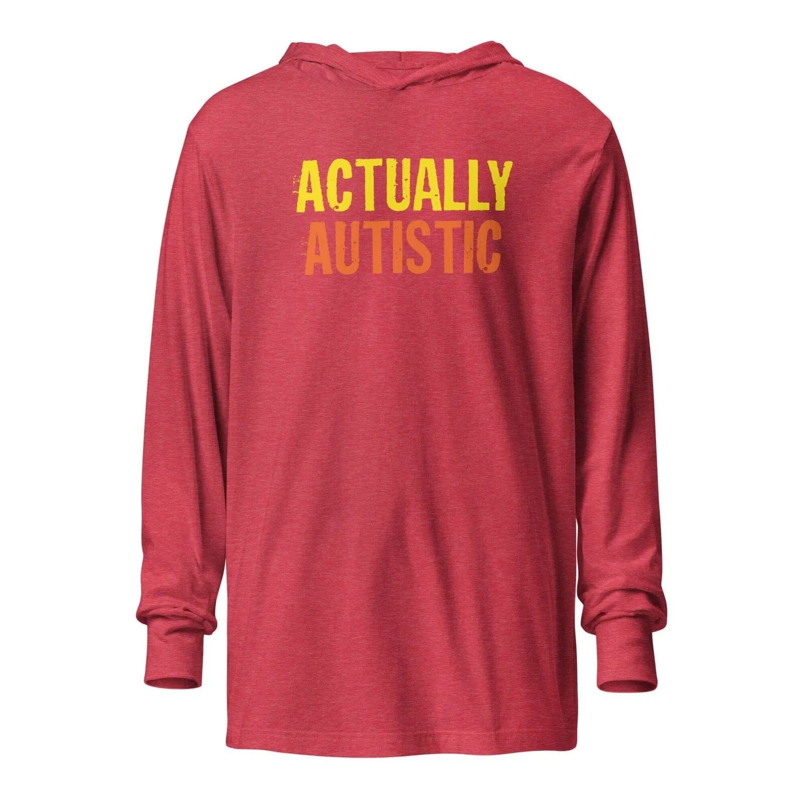 Actually Autistic Unisex Hooded long-sleeve tee Heather Red XS