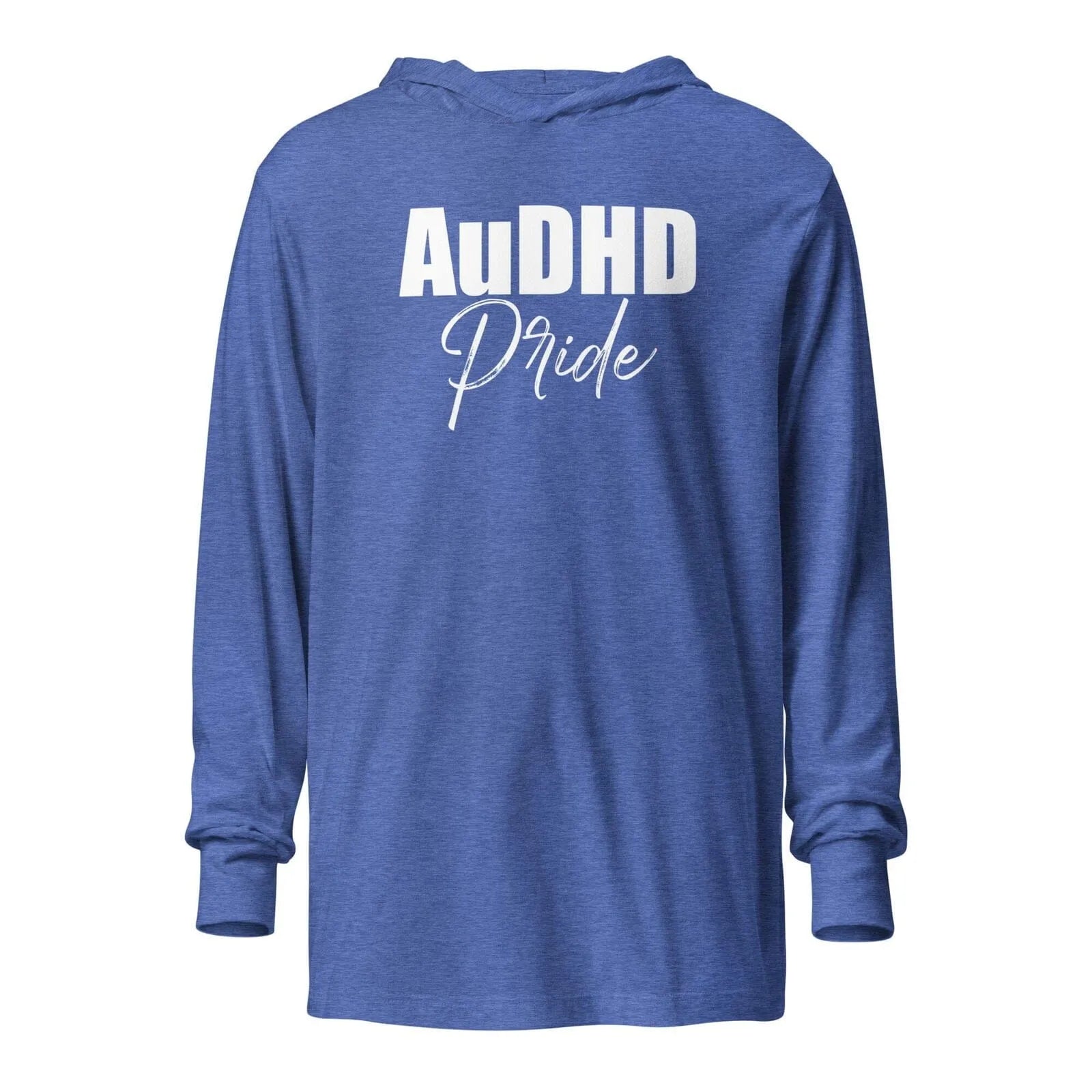 AuDHD Pride Hooded long-sleeve tee Heather True Royal XS