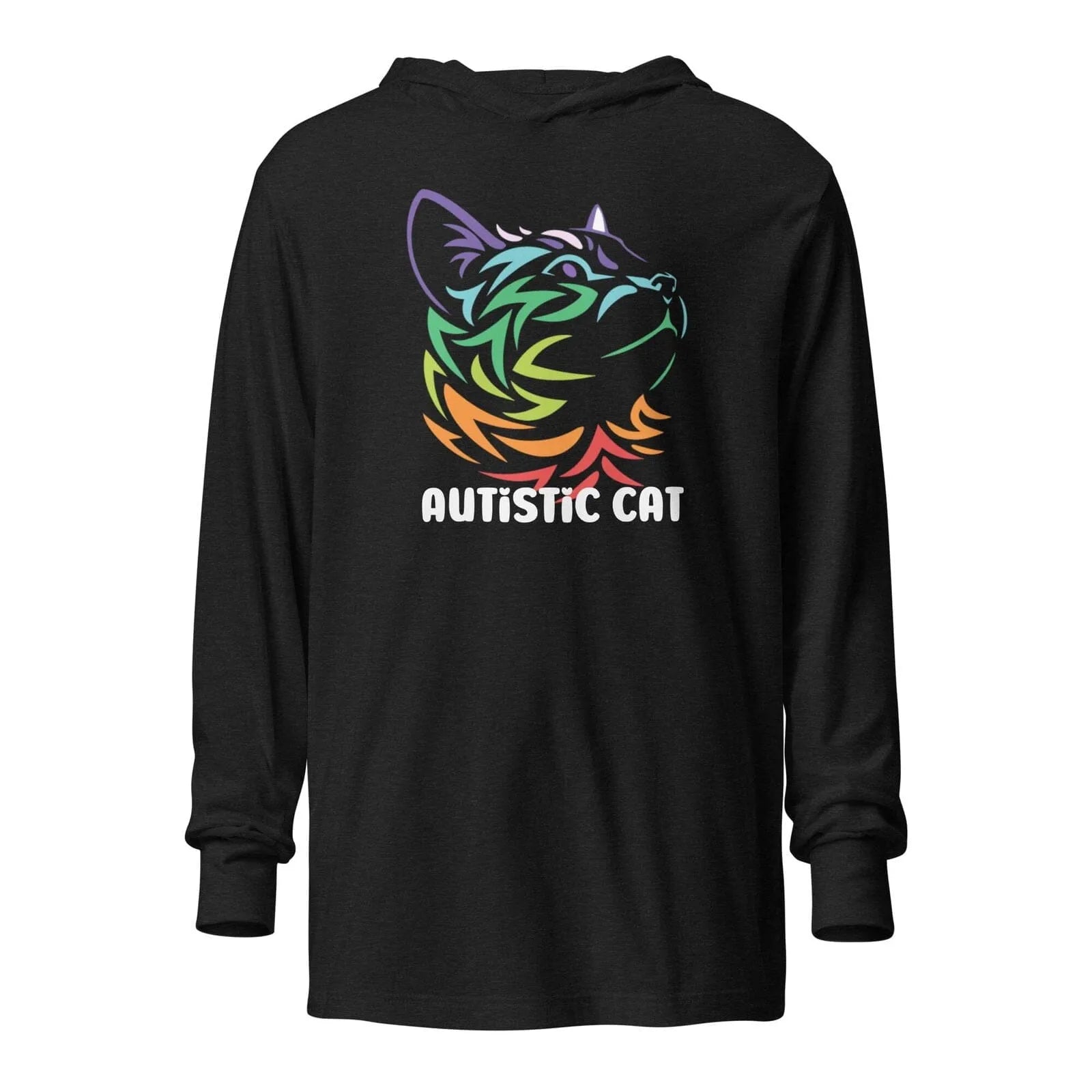 Autistic Cat Unisex Hooded long-sleeve tee Charcoal-Black Triblend XS