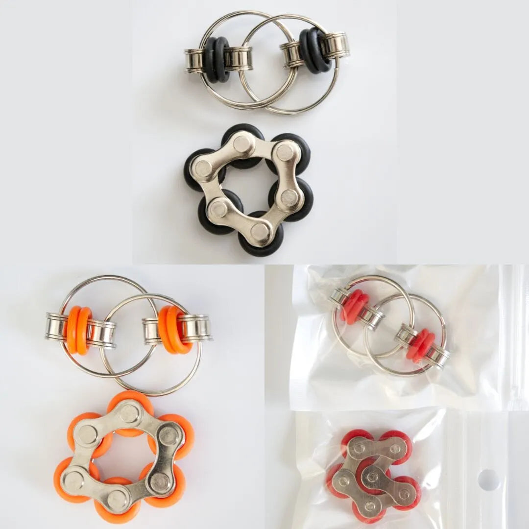 Bike Chain Fidgets (3 pack) Black Orange Red