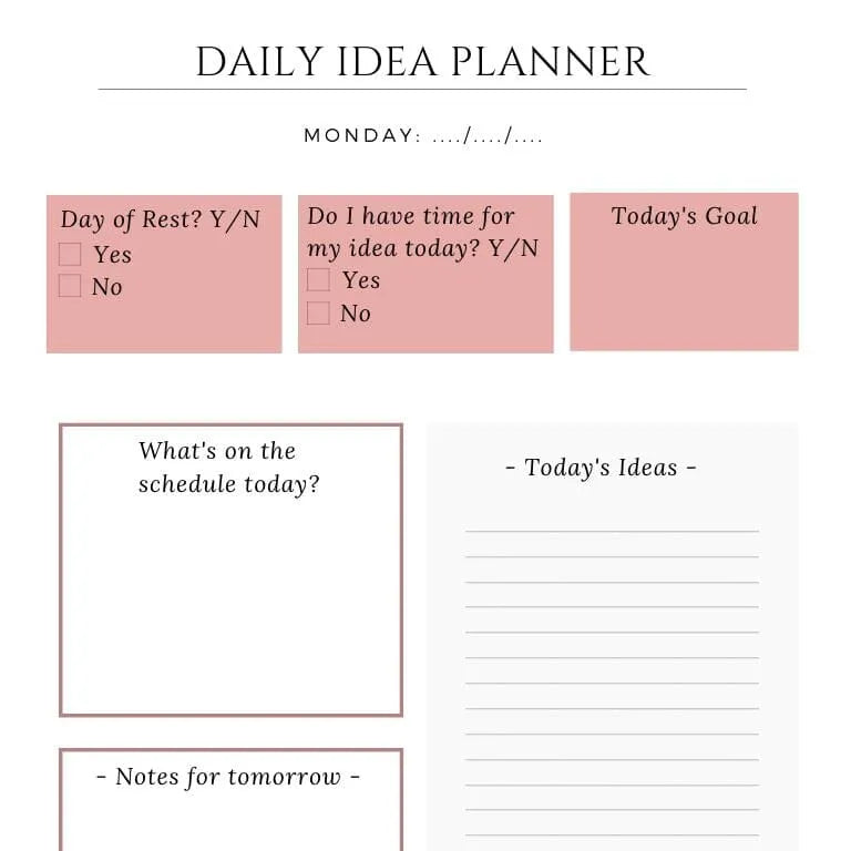 Daily Idea Planner & Weekly Schedule Planner Printables (Bundle)