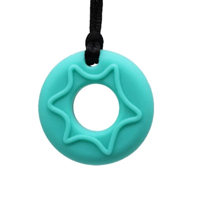 Donut Chew Necklace Aquamarine