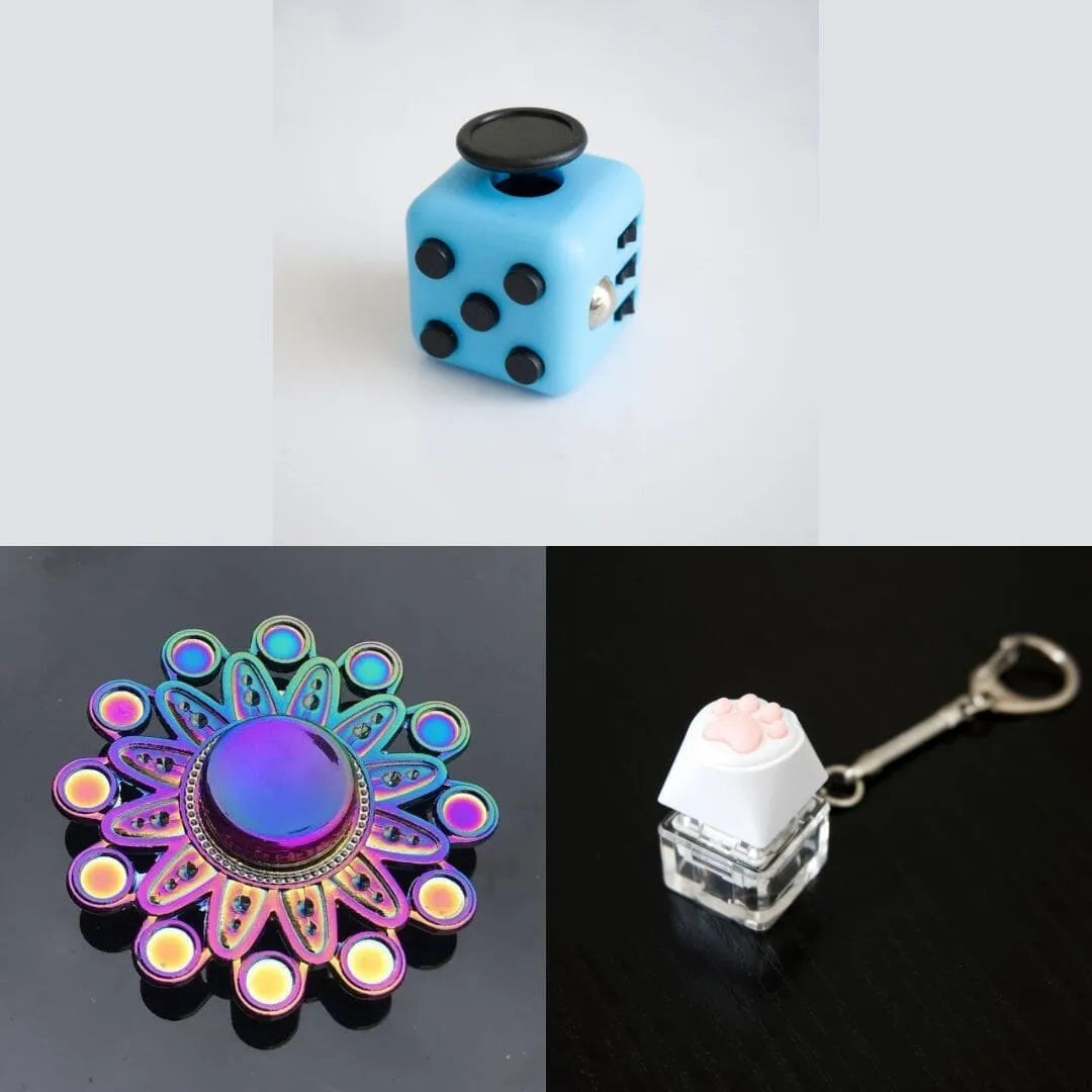 Rainbow Fidget Spinner + 2 Fidgets Bundle (choose your colors) Mandala Sky Blue