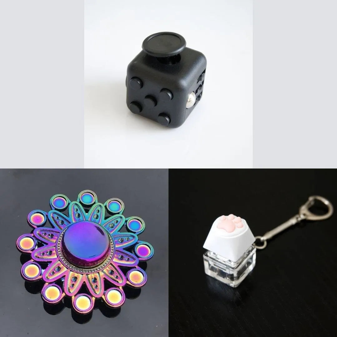 Rainbow Fidget Spinner + 2 Fidgets Bundle (choose your colors) Mandala All Black