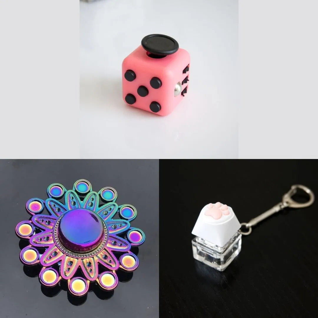 Rainbow Fidget Spinner + 2 Fidgets Bundle (choose your colors) Mandala Blush Pink