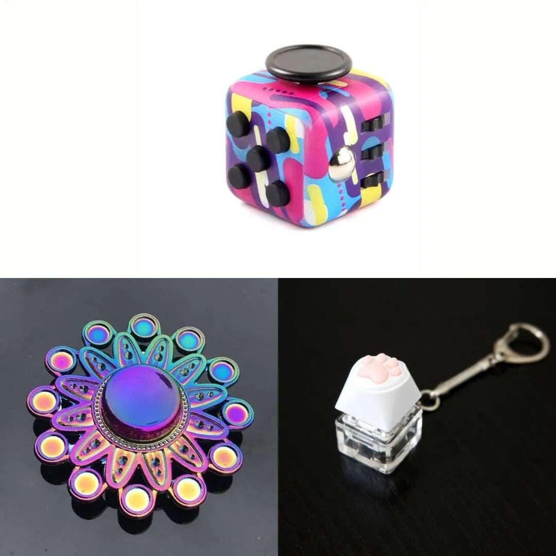 Rainbow Fidget Spinner + 2 Fidgets Bundle (choose your colors) Mandala 80’s Retro