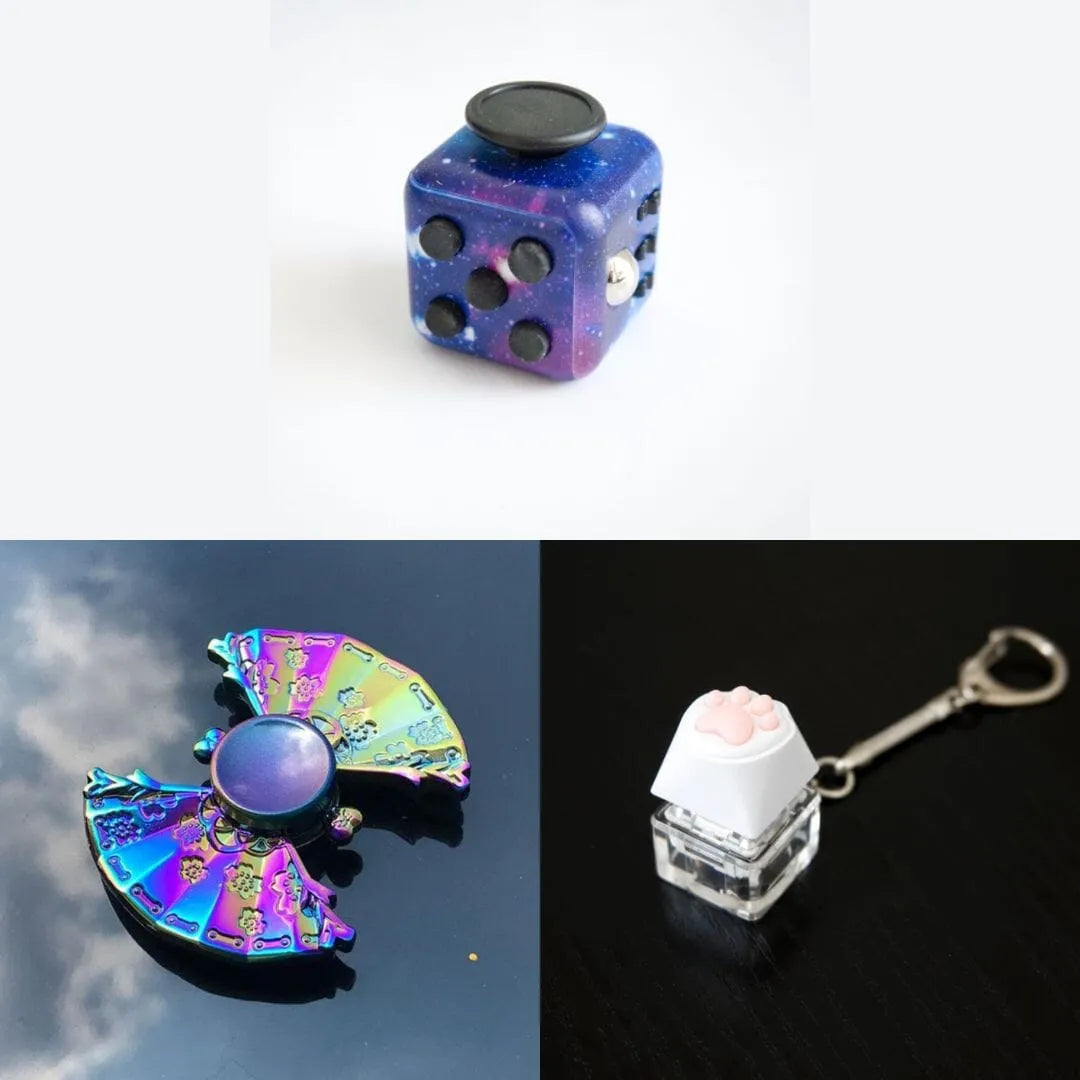 Rainbow Fidget Spinner + 2 Fidgets Bundle (choose your colors) Uchiwa Fan Galaxy