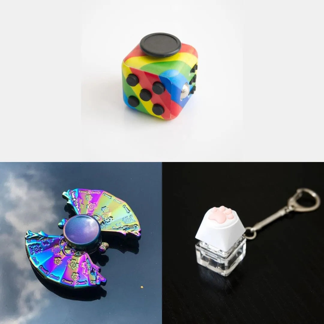 Rainbow Fidget Spinner + 2 Fidgets Bundle (choose your colors) Uchiwa Fan Rainbow