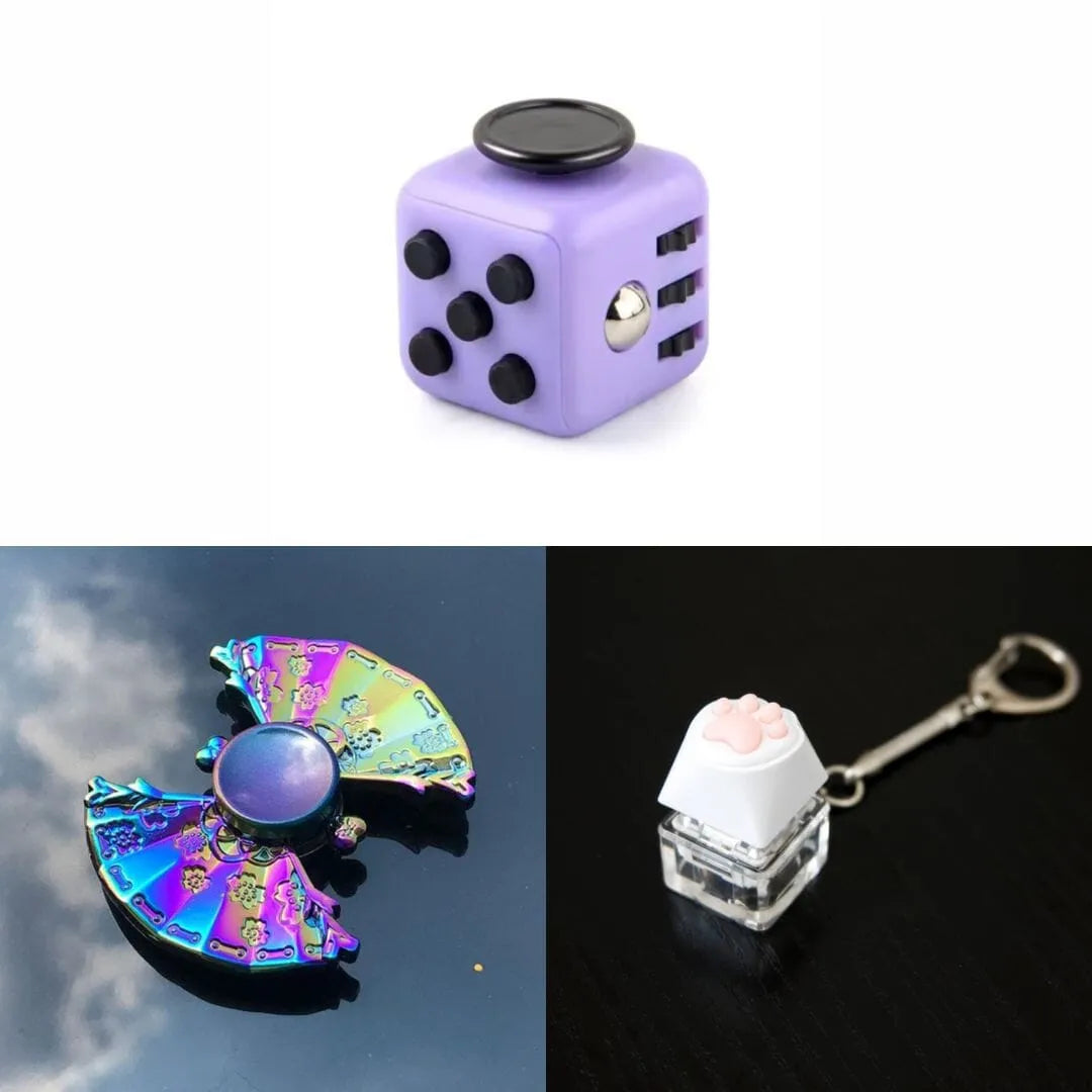 Rainbow Fidget Spinner + 2 Fidgets Bundle (choose your colors) Uchiwa Fan Purple