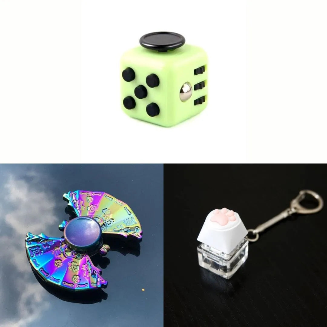 Rainbow Fidget Spinner + 2 Fidgets Bundle (choose your colors) Uchiwa Fan Green