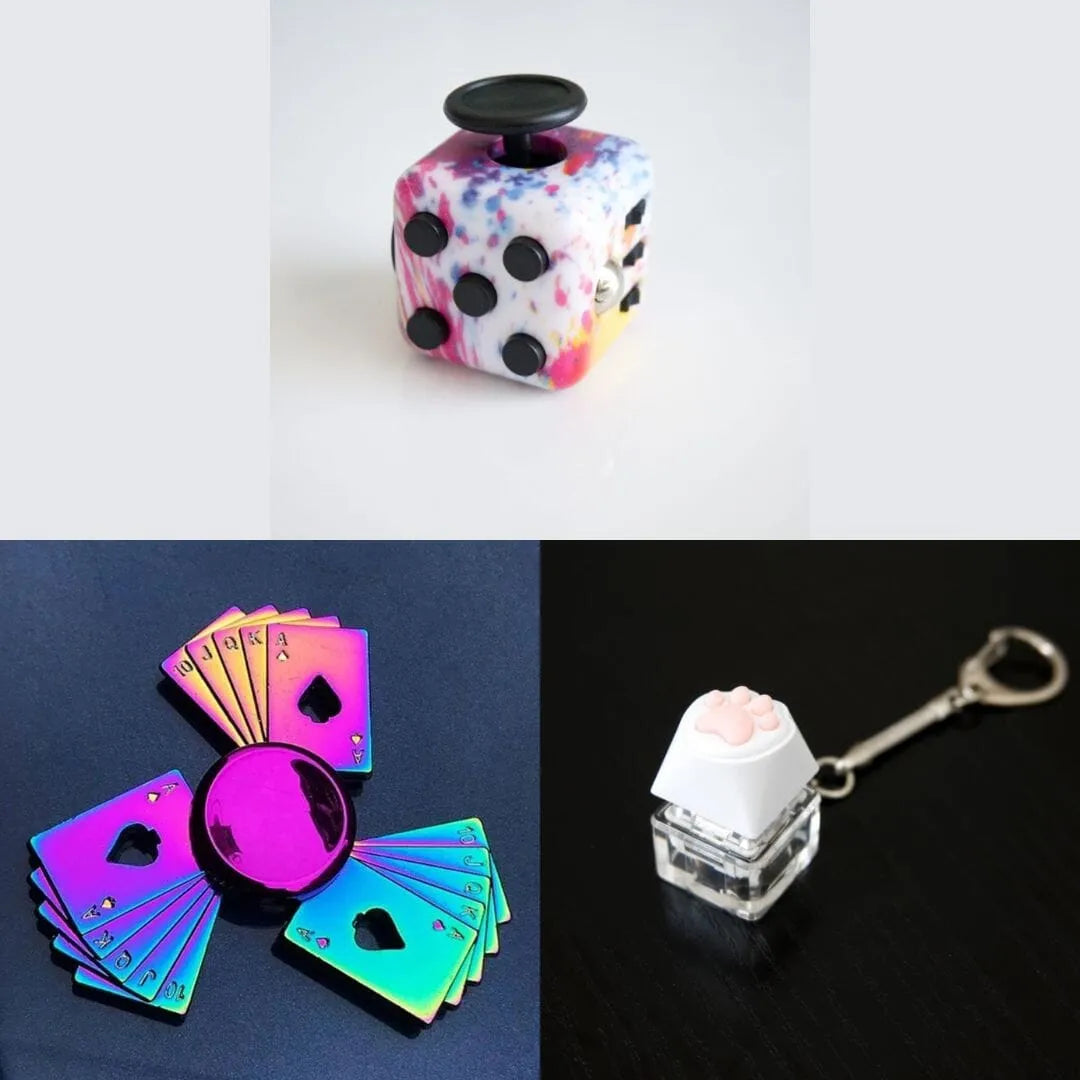 Rainbow Fidget Spinner + 2 Fidgets Bundle (choose your colors) Playing Cards Paint Splatter