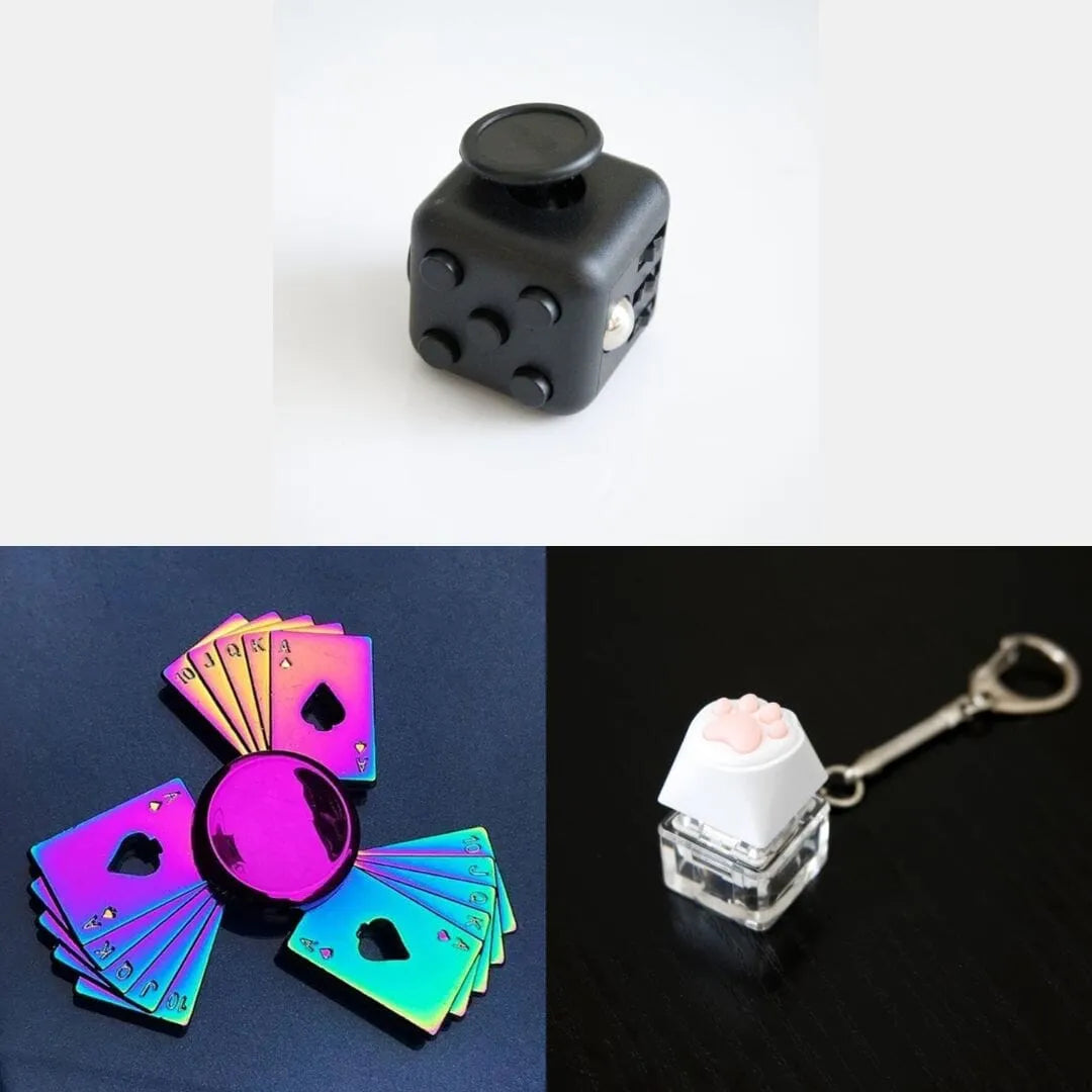 Rainbow Fidget Spinner + 2 Fidgets Bundle (choose your colors) Playing Cards All Black