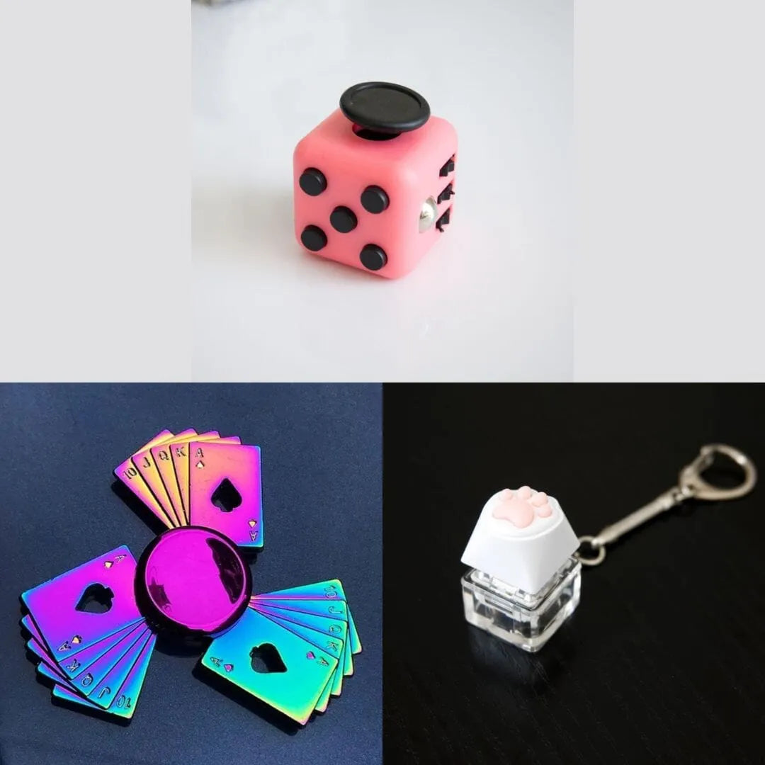 Rainbow Fidget Spinner + 2 Fidgets Bundle (choose your colors) Playing Cards Blush Pink