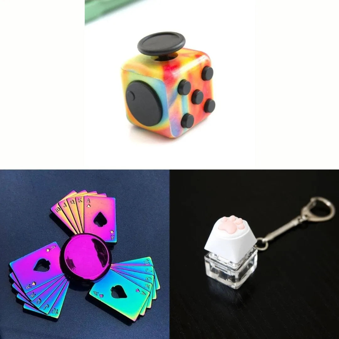 Rainbow Fidget Spinner + 2 Fidgets Bundle (choose your colors) Playing Cards Watercolor