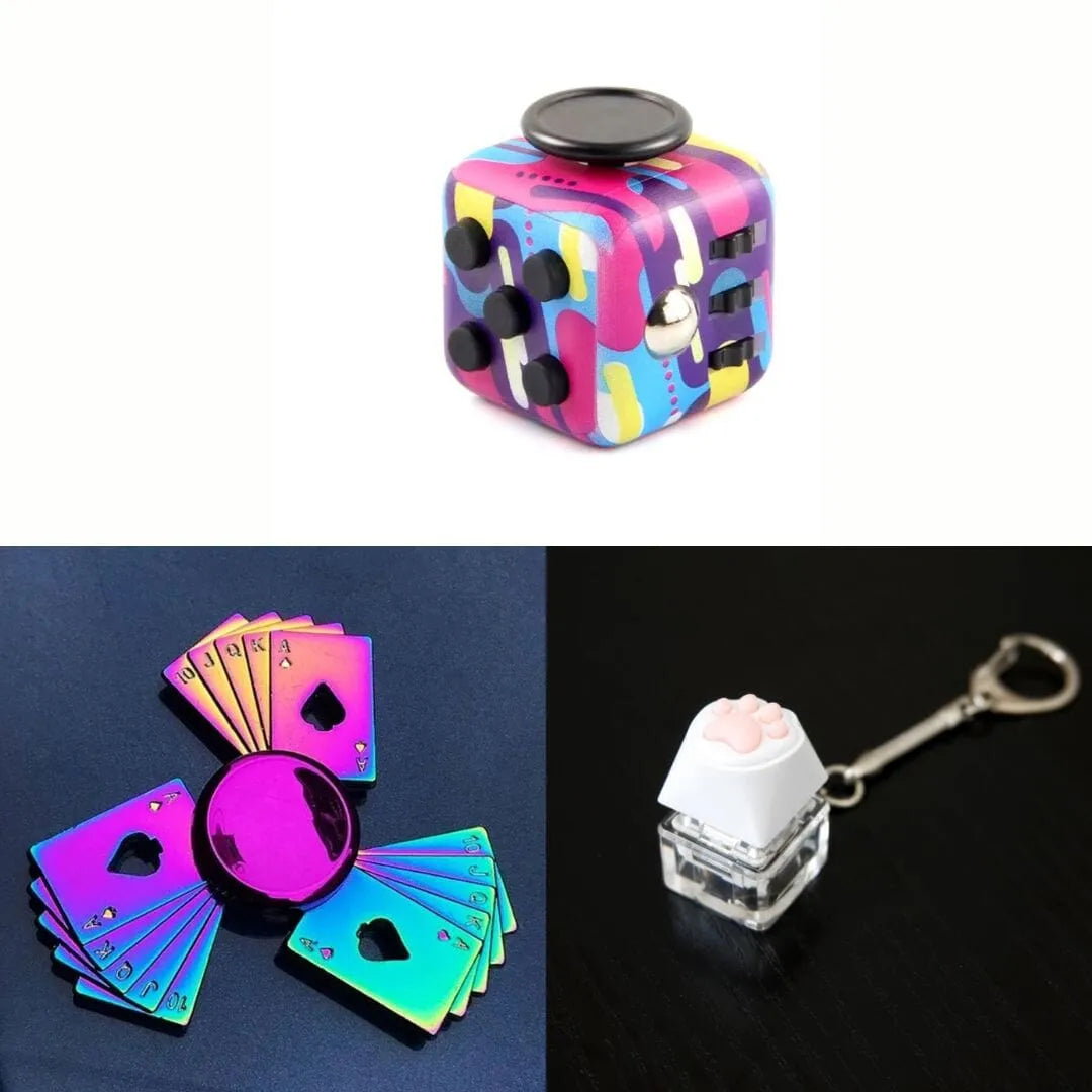 Rainbow Fidget Spinner + 2 Fidgets Bundle (choose your colors) Playing Cards 80’s Retro