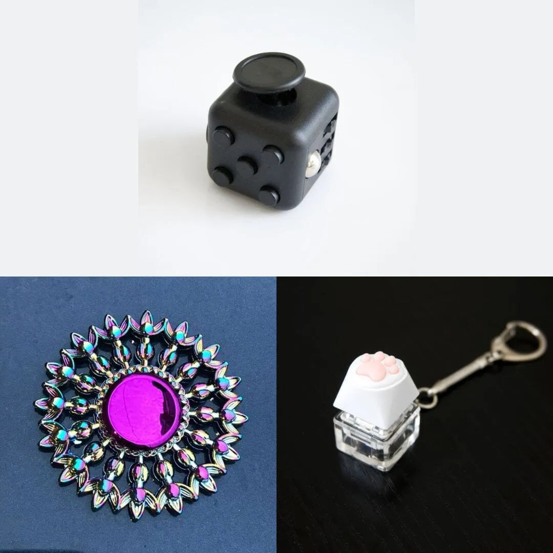 Rainbow Fidget Spinner + 2 Fidgets Bundle (choose your colors) Flower Mandala All Black